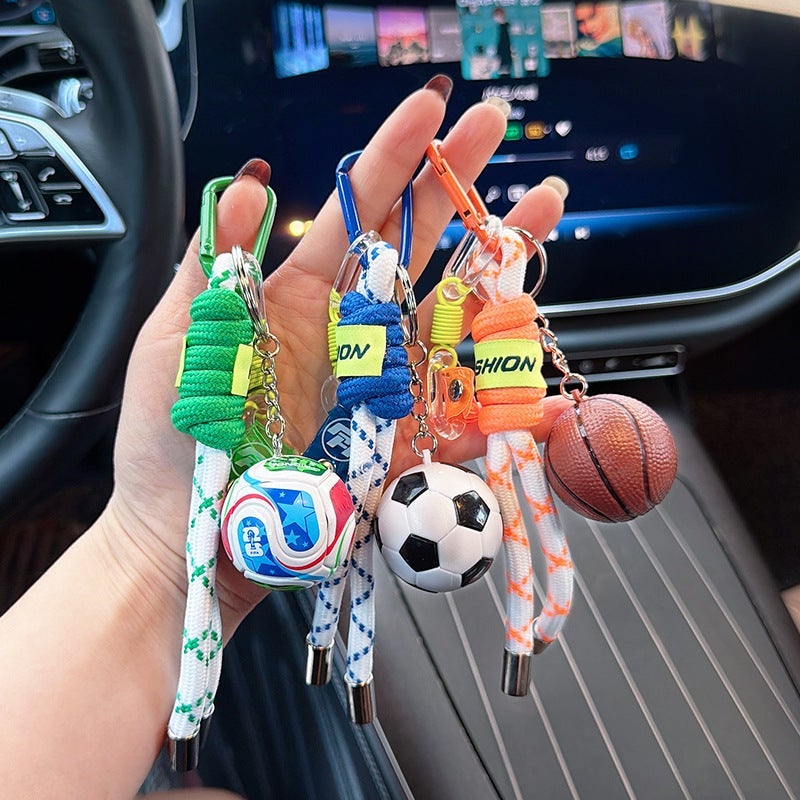 Sports Car Keychain - Creative Woven Rope Bag Charm for Soccer and Basketball Fans - Image 2