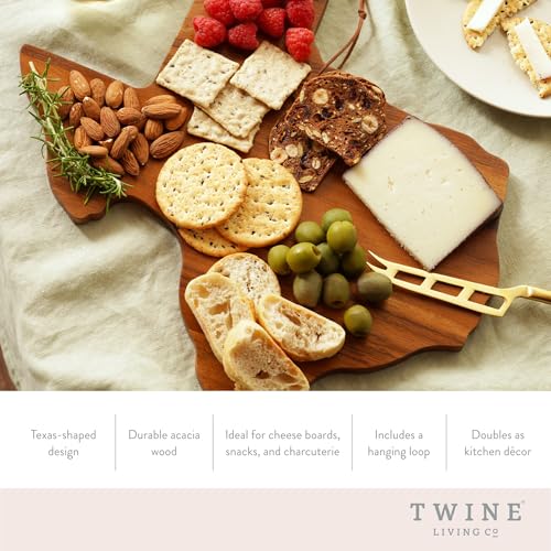Twine TexasShaped Acacia Wood Cheese Board Durable Cheese Charcuterie and Serving Platter with Hanging Loop Perfect for Entertaining and Kitchen Dcor Texas Cutting Board Set of 1 - Image 3