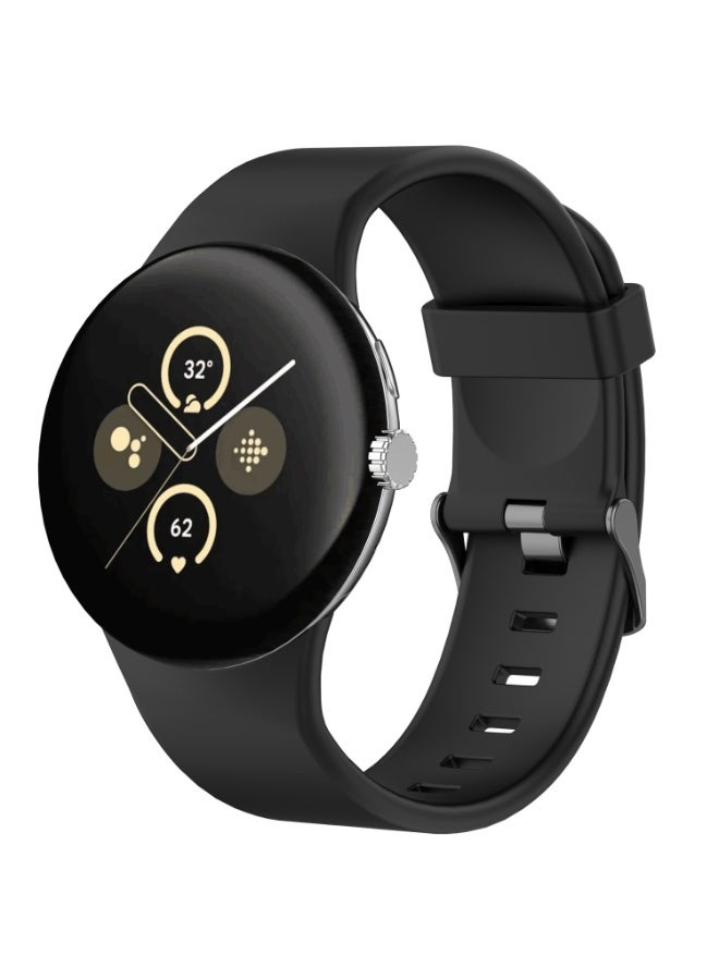 For Google Pixel Watch 3 45Mm Solid Color Sports Silicone Watch Band(Black)