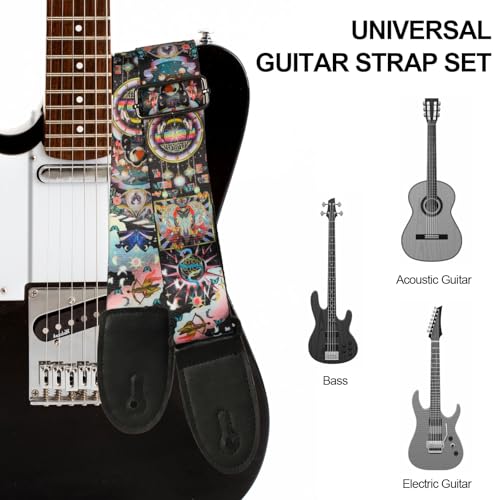 Cobahom 2 Pack Guitar Strap with Leather Ends, Adjustable Guitar Straps for Electric Acoustic Guitar, Soft Guitar Straps with 8 PCS Guitar Picks (Multicolor) - Image 5