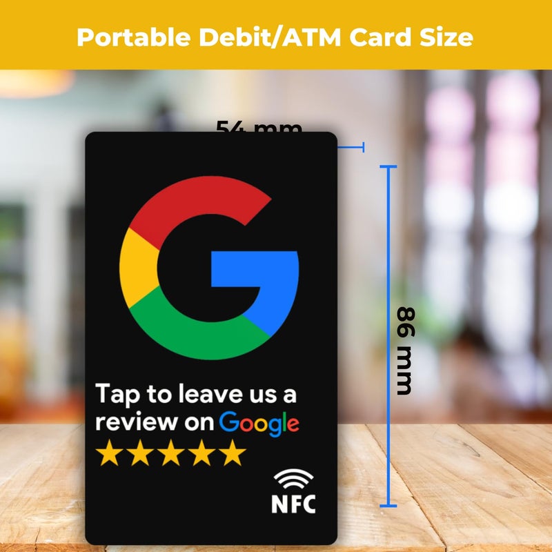 Tinydabba مراجعة بطاقة NFC سوداء | مع رمز QR | تعزيز مراجعات الأعمال من خلال النقر أو المسح | بطاقة PVC مُعدة مسبقًا | تعمل مع أي هاتف ذكي يدعم NFC | مع لوحة التحكم - Image 4