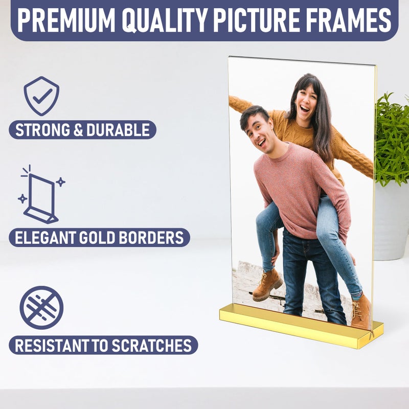 منتجات داشير 8.5x11 إطارات الذهب الذهب الفاخرة 6 حزمة عروض صور مذهلة تعزيز أجواء الحدث الخاص بك مع حاملي أرقام الجدول الذهبية الرائعة يعرض الذكريات بأناقة مع حامل علامة ذهبية أنيقة - Image 3