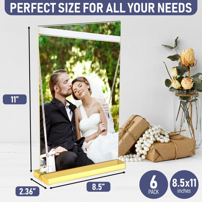 منتجات داشير 8.5x11 إطارات الذهب الذهب الفاخرة 6 حزمة عروض صور مذهلة تعزيز أجواء الحدث الخاص بك مع حاملي أرقام الجدول الذهبية الرائعة يعرض الذكريات بأناقة مع حامل علامة ذهبية أنيقة - Image 2