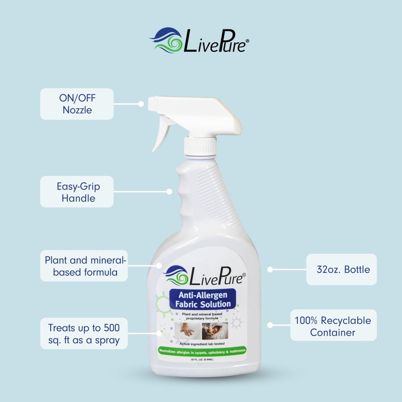 Live Pure LivePure Anti-Allergen 32 OZ Fabric Spray for Household Surfaces - Image 3