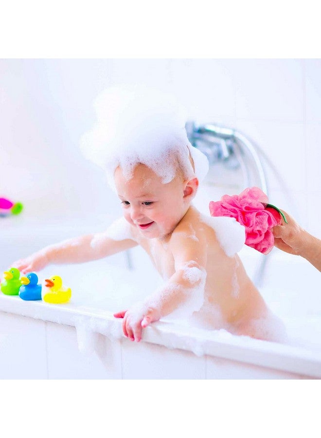 Rocutus 4Pcs Child Bath Shower Sponge Pouf Loofahs Mesh Brush Shower Ball Cute Bath Flower With Hooks For Travel (Mixed 4) - Image 2