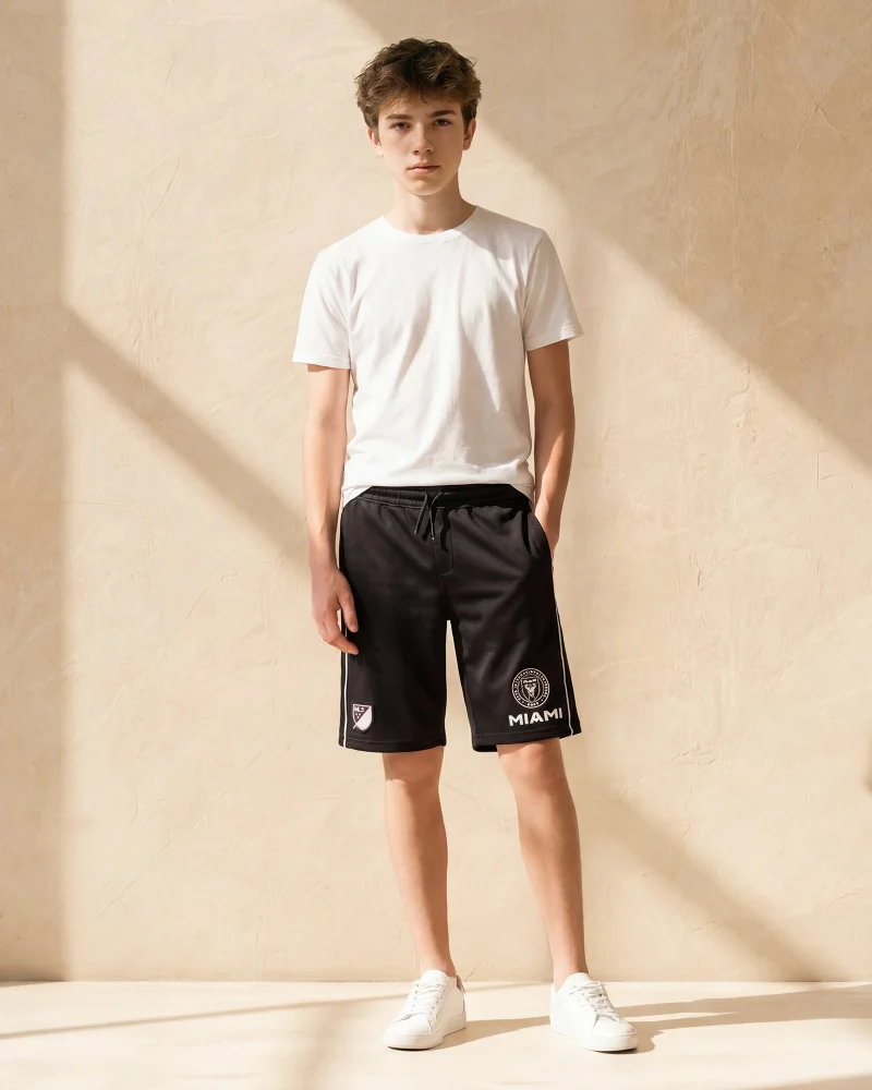 Redtag Senior Boys Black Inter Miami Active Short