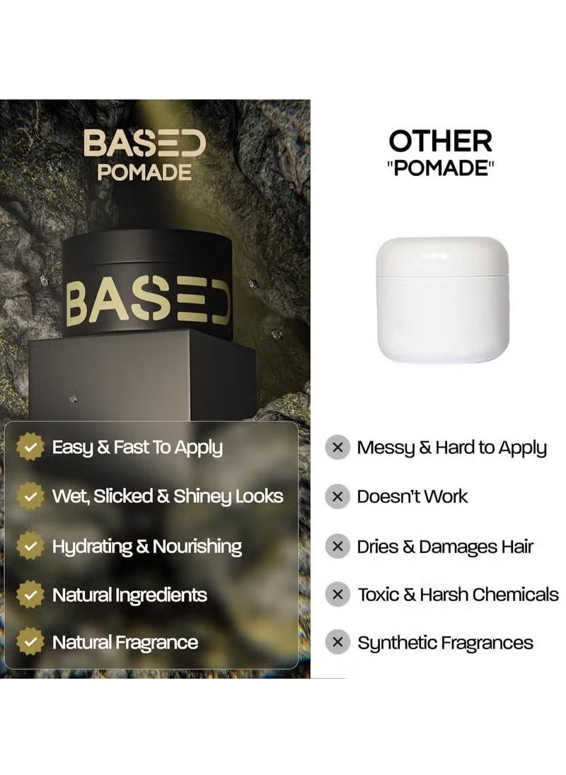 Based Pomade for Men, Quality Hair Care with Medium Hold, Natural Shine & Fragrance, Easy to Apply & Great for All Hair Types, Hydrating and Nourishing Pomade (2.5 Oz Pack of 1)  - Image 4