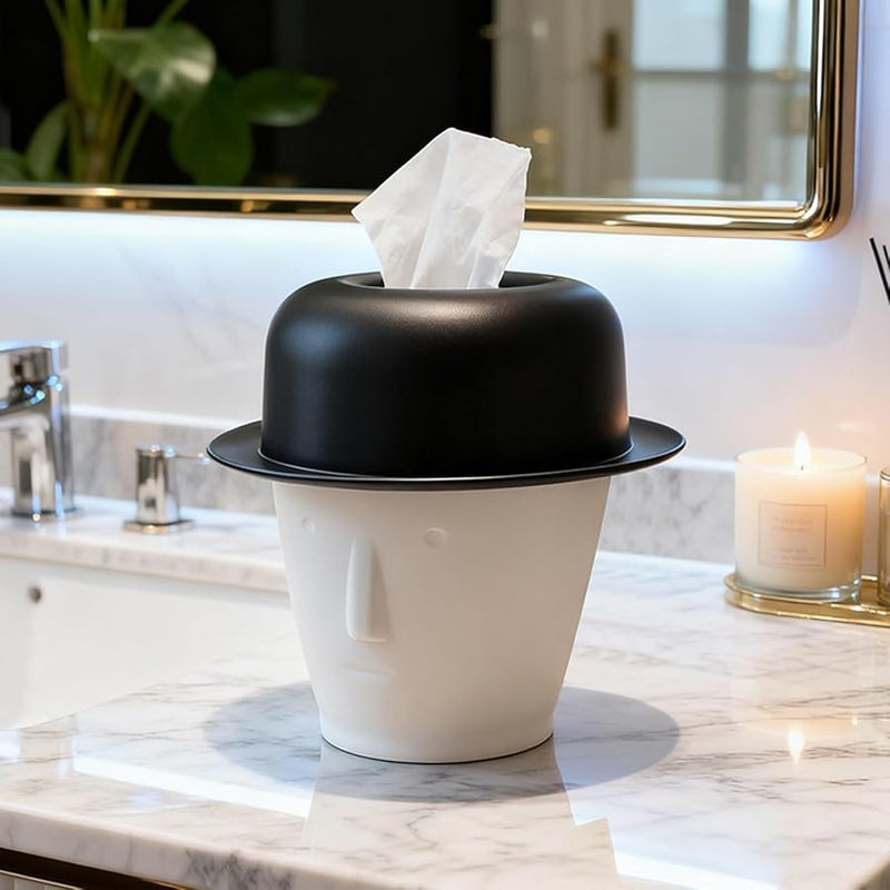 Modern Art Tissue Box Holder Hat Design for Home Office Decoration Kitchen Desktop Storage - Image 5