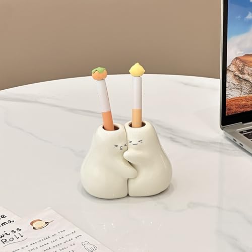 Tuioyoc Ceramic Toothbrush Holder for Bathroom, Set of 2 Cute Tooth Brush Holders Pencil Holder for Bathroom Countertop Home Office Table Decor - Image 5