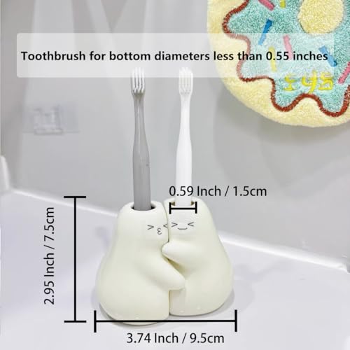 Tuioyoc Ceramic Toothbrush Holder for Bathroom, Set of 2 Cute Tooth Brush Holders Pencil Holder for Bathroom Countertop Home Office Table Decor - Image 4