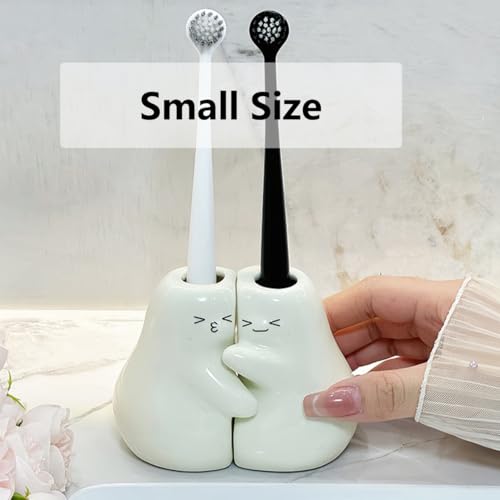 Tuioyoc Ceramic Toothbrush Holder for Bathroom, Set of 2 Cute Tooth Brush Holders Pencil Holder for Bathroom Countertop Home Office Table Decor - Image 2