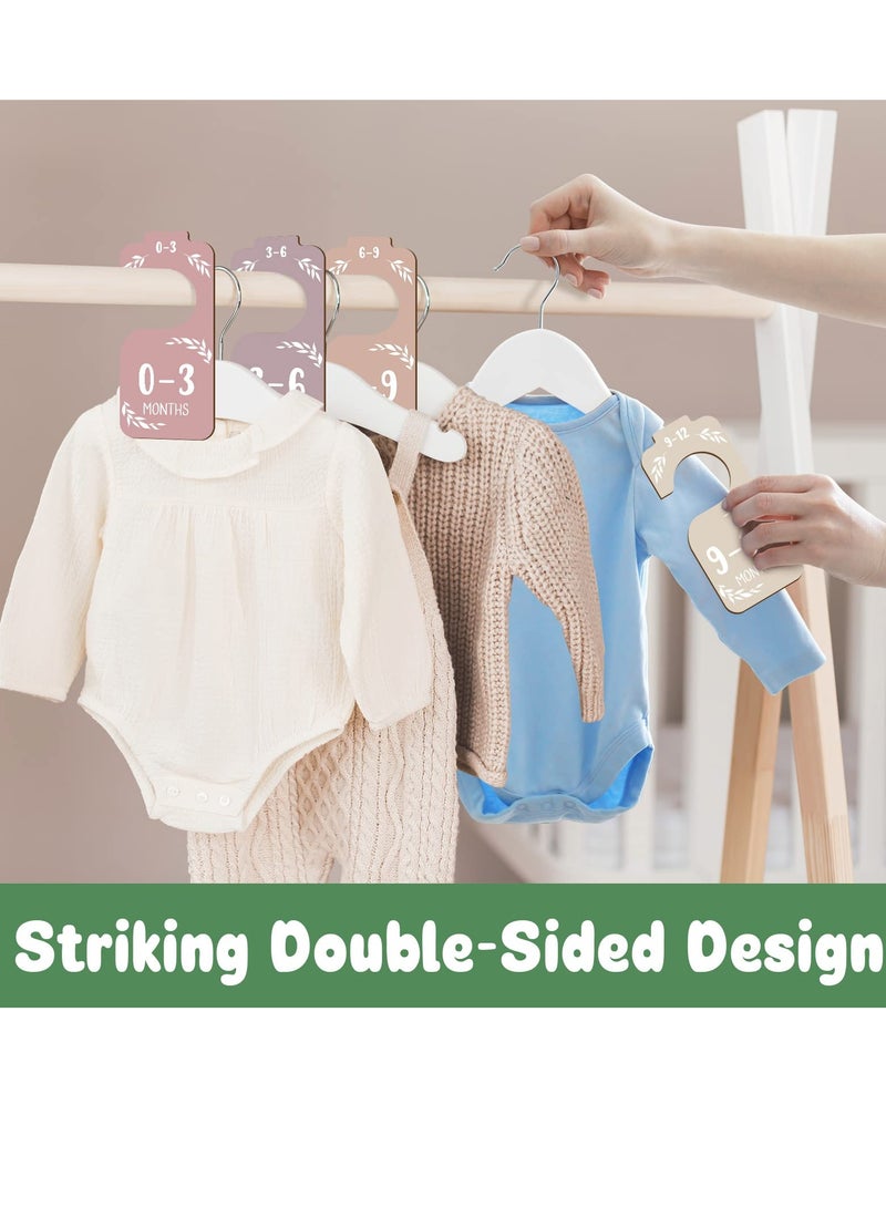 Baby Closet Dividers for Clothes Organizer -Beautiful Wooden Double-Sided Baby Clothes Size Hanger Organizers for Newborn to 24 Months for Nursery Decor - Image 4