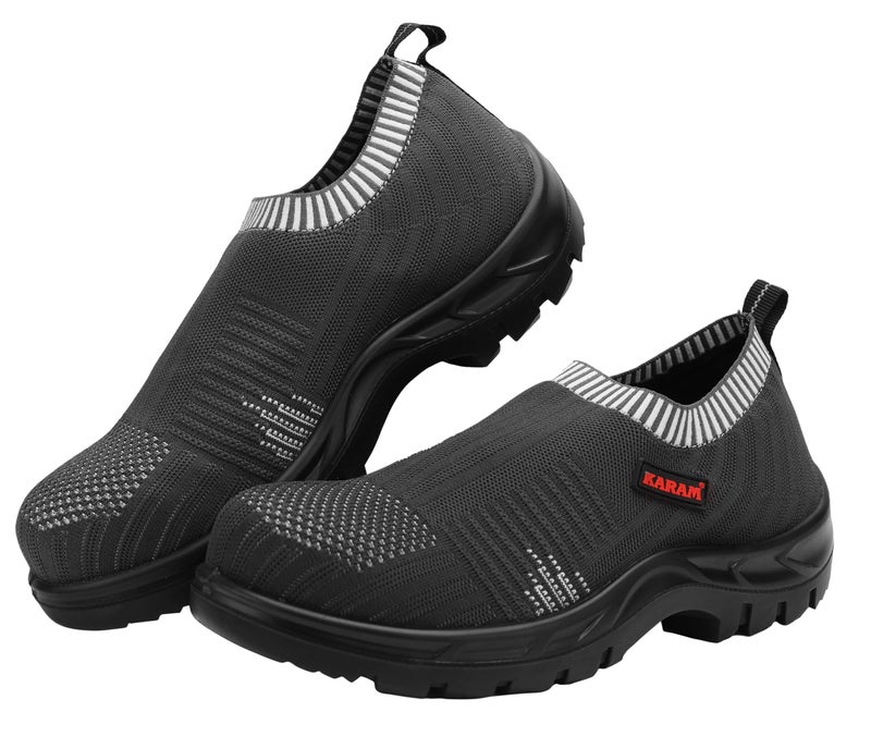 KARAM Flytex FS201 Safety Shoes for Men | Sporty Design, Lightweight with Single Density | Antistatic, Antislip, Oil & Heat Resistant with Fiber Toe | Grey | Size-11 - Image 1