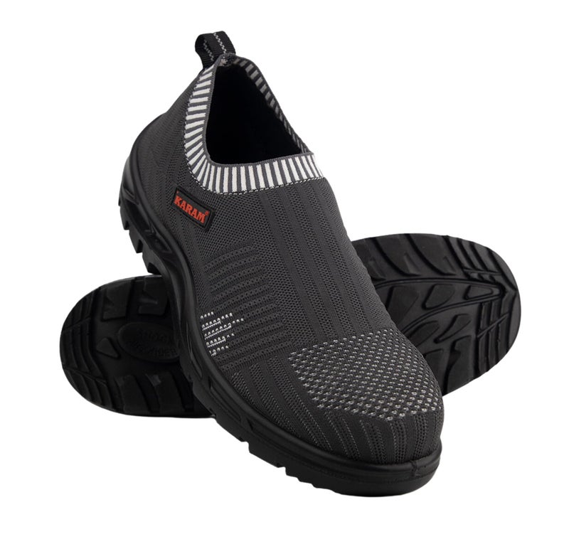 KARAM Flytex FS201 Safety Shoes for Men | Sporty Design, Lightweight with Single Density | Antistatic, Antislip, Oil & Heat Resistant with Fiber Toe | Grey | Size-11 - Image 2