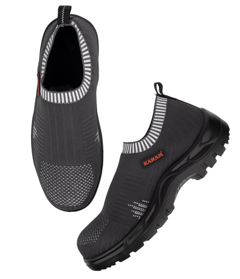 KARAM Flytex FS201 Safety Shoes for Men | Sporty Design, Lightweight with Single Density | Antistatic, Antislip, Oil & Heat Resistant with Fiber Toe | Grey | Size-11 - Image 3