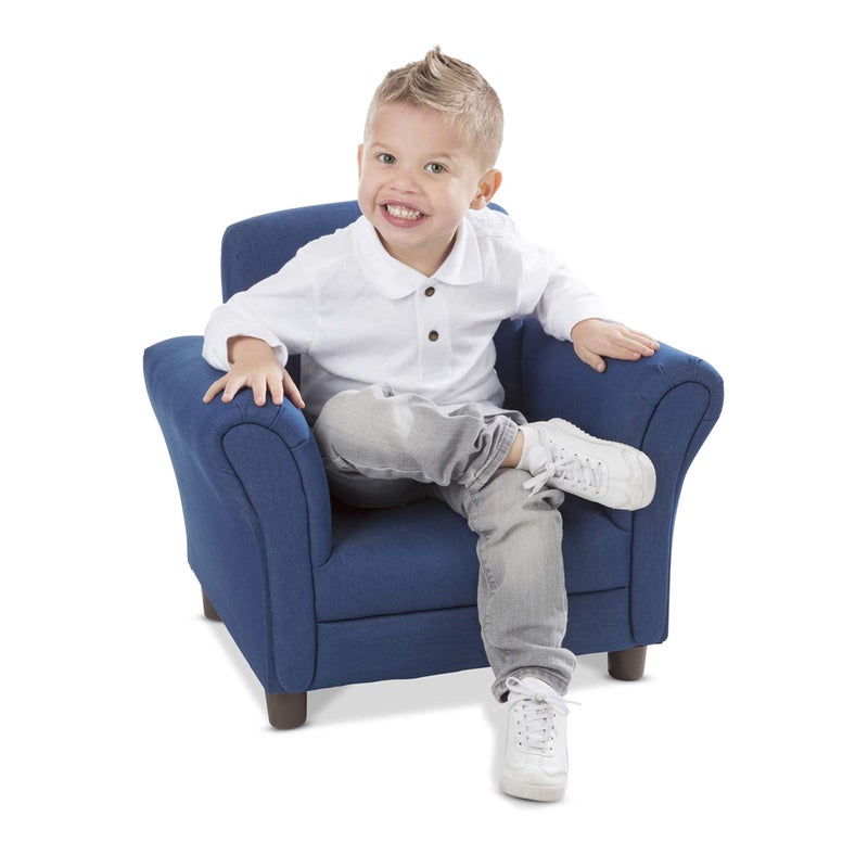Melissa & Doug Denim Fabric Childâ€™s Armchair (Kidâ€™s Furniture, 23â€L x 17.5â€W x 18.3â€H) Children's Furniture, Child's Reading Chair, Chairs for Toddlers, Oversized Kid's Armchair - Image 3