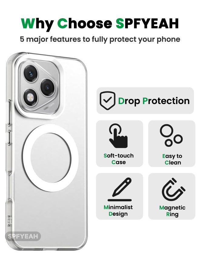 SPFYEAH [2-in-1] Honor 400 Lite Cover with HD Tempered Glass Screen Protector, [Anti-Drop Shockproof][Anti-Slip][No Yellowing][Skin Friendly] Slim Hard Frosted Case for Honor 400 Lite 5G 6.7 inch, White - Image 3