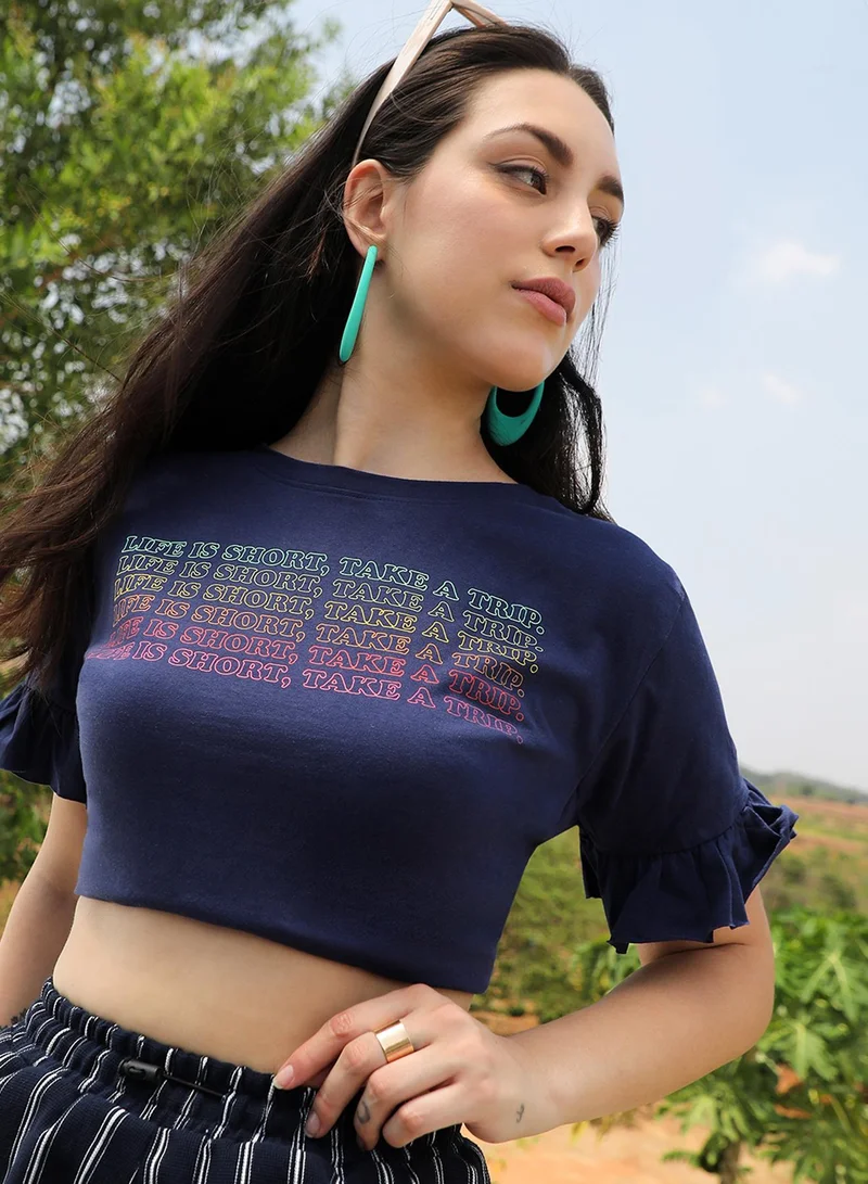Women's Indigo Blue Life Is Short Top