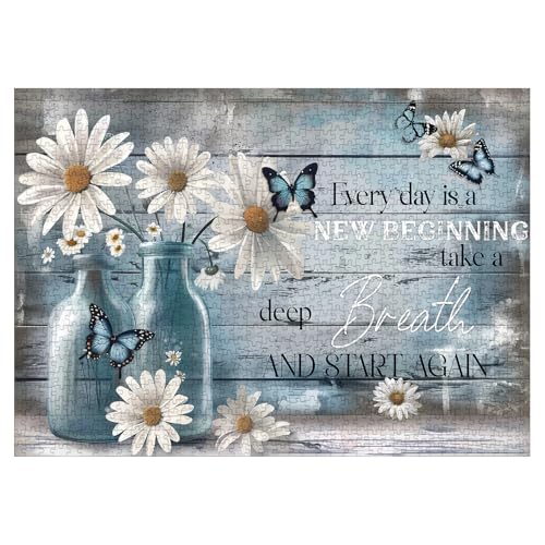 Larkipuzz Christian Flower Bottle Puzzles for Adults 1000 Pieces Religious Bible Jesus Butterfly Daisy Jigsaw Puzzle Inspirational Scripture Catholic Vintage Floral Puzzle - Image 5