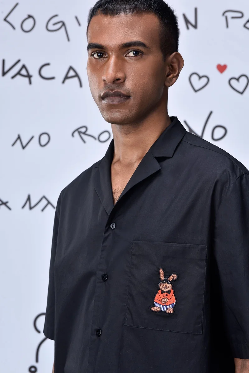 Genes Lecoanet Hemant Cuban Rabbit Emboidery Relax Fit Shirt