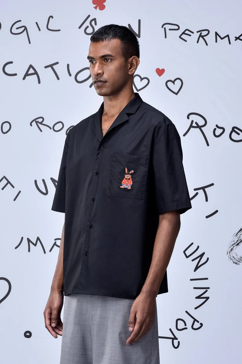 Genes Lecoanet Hemant Cuban Rabbit Emboidery Relax Fit Shirt