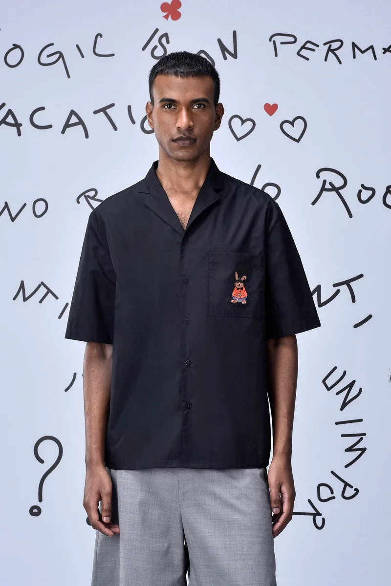 Genes Lecoanet Hemant Cuban Rabbit Emboidery Relax Fit Shirt