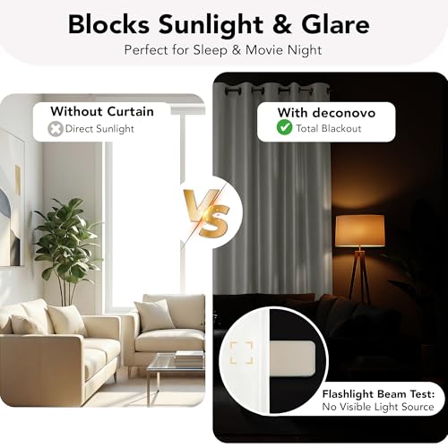 Deconovo 100% Blackout Curtains with Black Liner, Thermal Insulated Noise‑Reducing Grommet Drapes, Double‑Layer Room Darkening for Bedroom, Nursery, Home Office, 2 Panels, Cream, 52W x 108L - Image 4