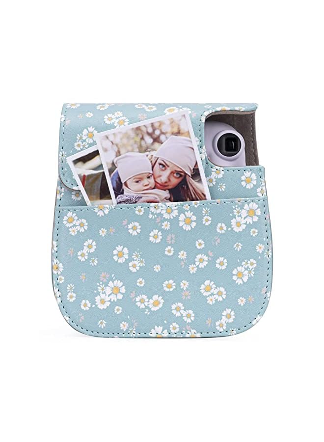 Delfino Case for Fujifilm Instax Mini 11/9 / 8+ / 8 Instant Film Cameras with Accessory Pocket and Detachable/Adjustable Shoulder Strap (Daisy Dark Blue) - Image 5
