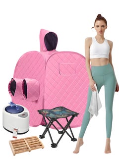 BIG MAX 2 People Home Sauna Bath Steam Device, Full Body Home Sauna Spa, 9 Temperature Modes (Timed Mode, HD display, 1000W, Pink)  - Image 1