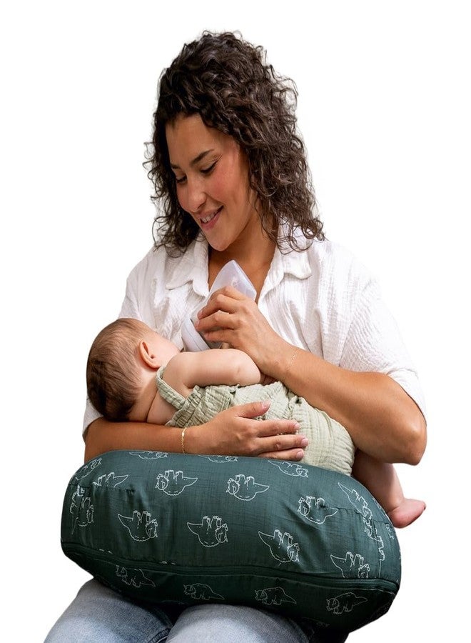 LittleDuds Baby Feeding Pillow for New Born Baby, Breastfeeding & Nursing Pillow with Removable Cover, Infant Support Cushion for 0–24 Months, Tummy Time Pillow | Cottage Care (Forest Green) - Image 1