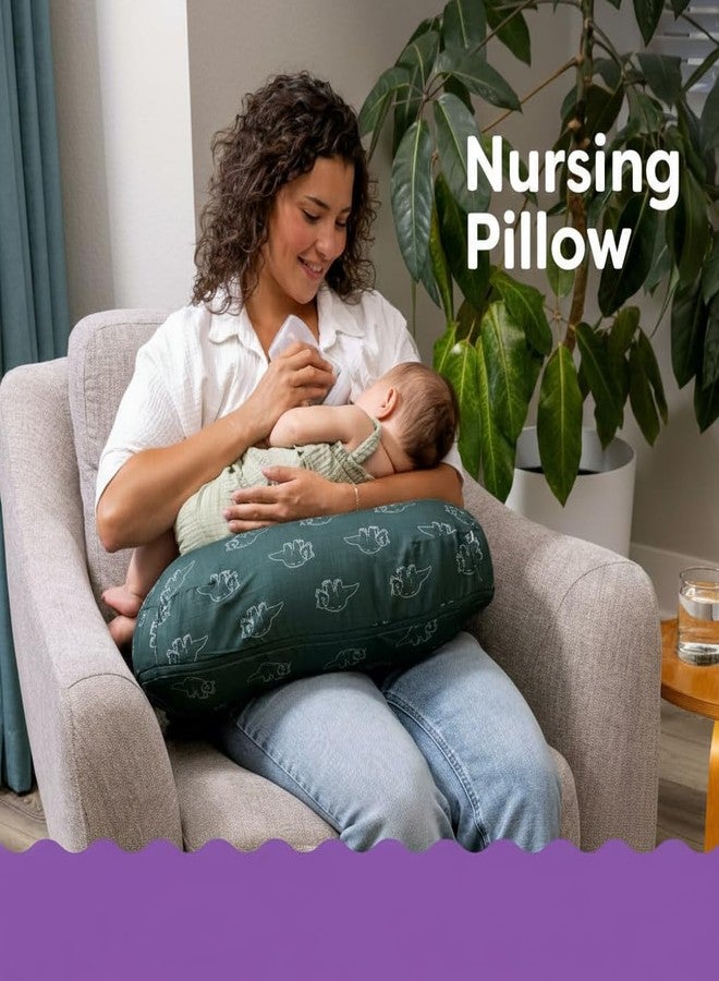 LittleDuds Baby Feeding Pillow for New Born Baby, Breastfeeding & Nursing Pillow with Removable Cover, Infant Support Cushion for 0–24 Months, Tummy Time Pillow | Cottage Care (Forest Green) - Image 2
