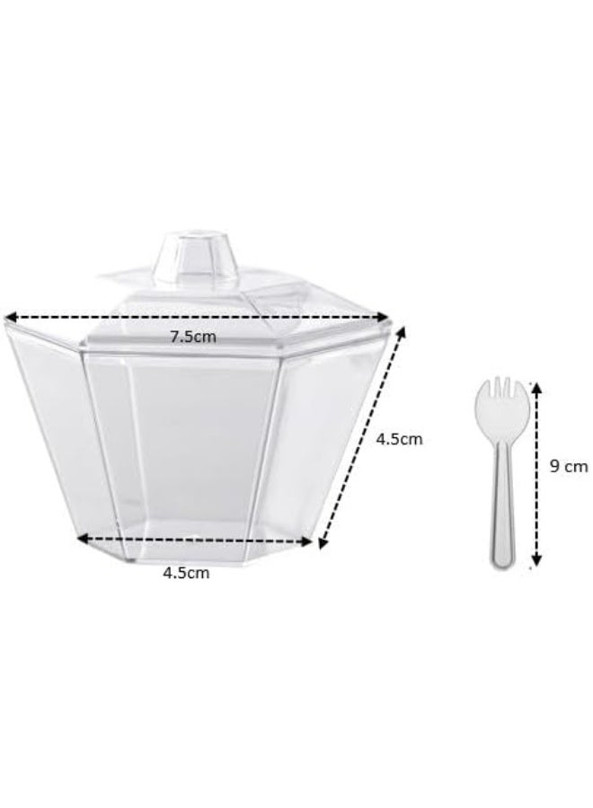 HOME CHOICE 20 قطعة، أكواب سداسية الاستخدام لمرة واحدة مع غطاء وملعقة - Image 3