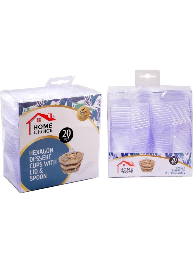 HOME CHOICE 20 قطعة، أكواب سداسية الاستخدام لمرة واحدة مع غطاء وملعقة - Image 2