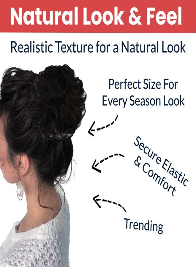 TEMPERIA Hair Accessories For Women Stylish - Juda Hair Buns - Messy Bun Hair Extension - Artificial Fake Donuts Maker Scrunchies - With Elastic Rubber band - Black - 3 Pc - (25GR) - Image 3