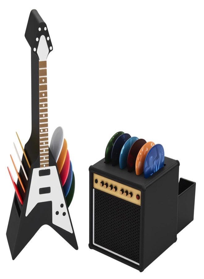 HETOETF Guitar Picks Holder Box, Pick Display Holder, Amp Speaker Styled Pick Holder and V-Shaped Guitar Pick Holder, Pick Storage Box Set for Guitar Players and Music Enthusiasts - Image 1