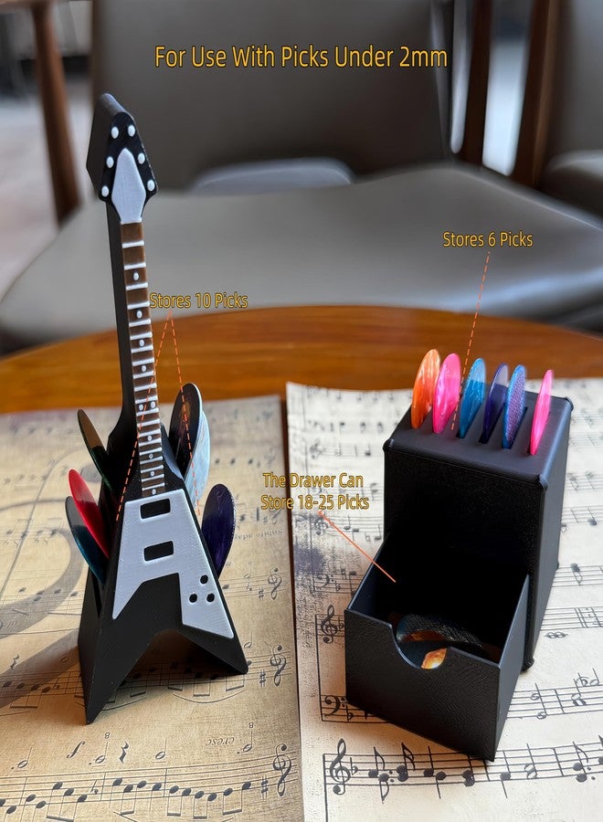 HETOETF Guitar Picks Holder Box, Pick Display Holder, Amp Speaker Styled Pick Holder and V-Shaped Guitar Pick Holder, Pick Storage Box Set for Guitar Players and Music Enthusiasts - Image 5