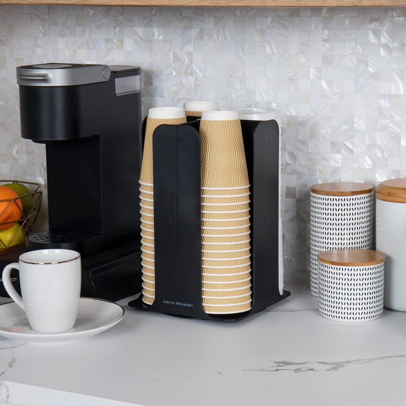 Mind Reader Lid Carousel, Countertop Org Coffee Bar, Beverage Cup Holder, Plastic, L x 7.75" W x 11.5" H, 7.75 x 12 x 7.75, Black - Image 2