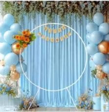 VinsPro SLNS Round Balloon Decoration Stand for Ceremony, Birthday, Decoration Arch Stand Circle Balloon Arch Frame White Round Balloon Backdrop Frame Height(6feet) Width(5 feet) Strong PVC (Plastic) - Image 1