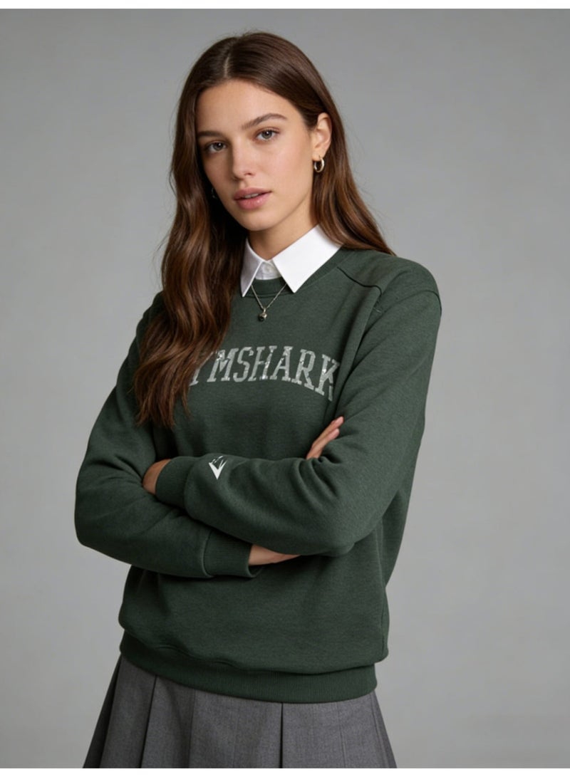 جيمشارك Gymshark unisex gray green round neck sweatshirt - retro logo pattern pullover, soft cotton blend, casual sports - Image 3