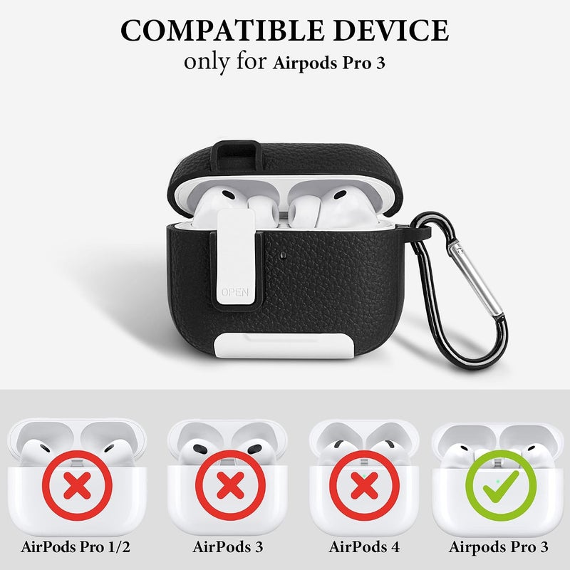 Geekria Rugged Case Cover Compatible with Apple AirPods Pro 3 (2025), Shockproof Full Body Cover with Secure Flip Lock & Built-in Phone Stand (Black) - Image 2