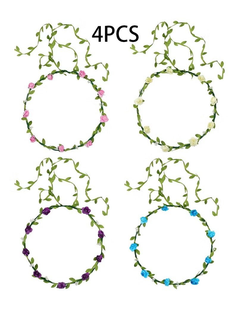 أخبار 4 PCS مجموعة من عصابات التاج الوردي ، وردي ، أزرق ، أرجوانية ، أبيض ، إكسسوارات الشعر المثالية لحفلات الزفاف - Image 1