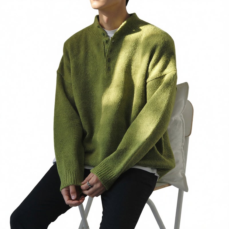 Men's Knit Cardigan Casual Loose Fit Sweater Outerwear