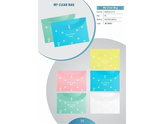 FUTURE X A4 Size Clear Bag (Set of 24), Full Size A4, Floral Design, Transparent Plastic Container for Papers, Button Closer File, Document File/Folder, (Multicolor_A4 Size) - Image 4
