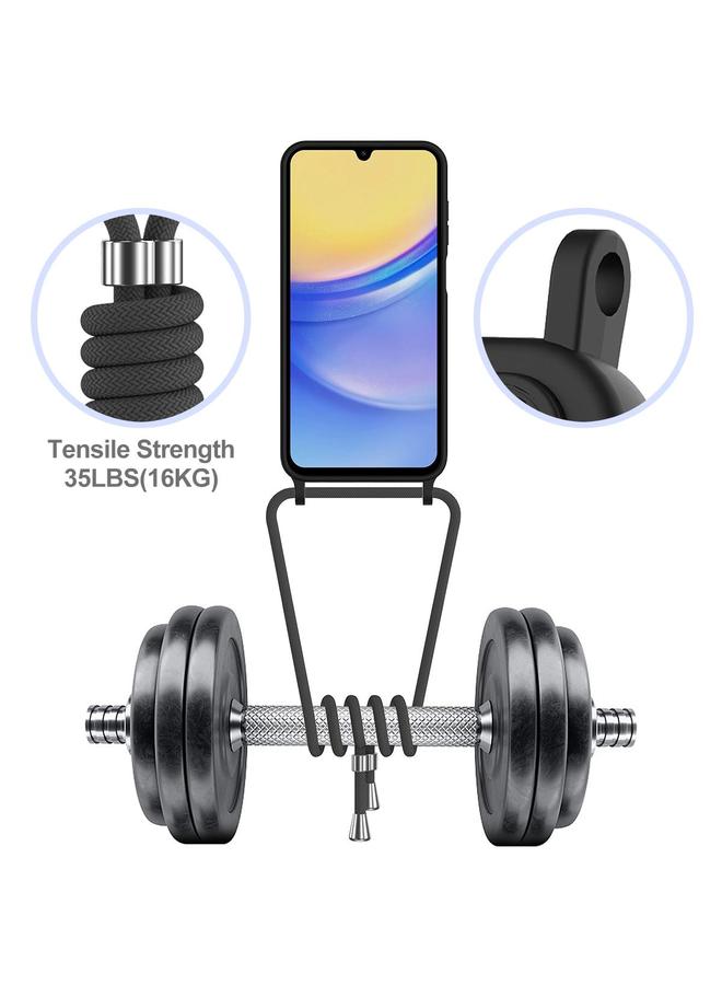 S-TOP Case For Samsung Galaxy M14 4G Integrated Card Bag Solid Color Liquid Silicone Phone Case with Lanyard - Image 5