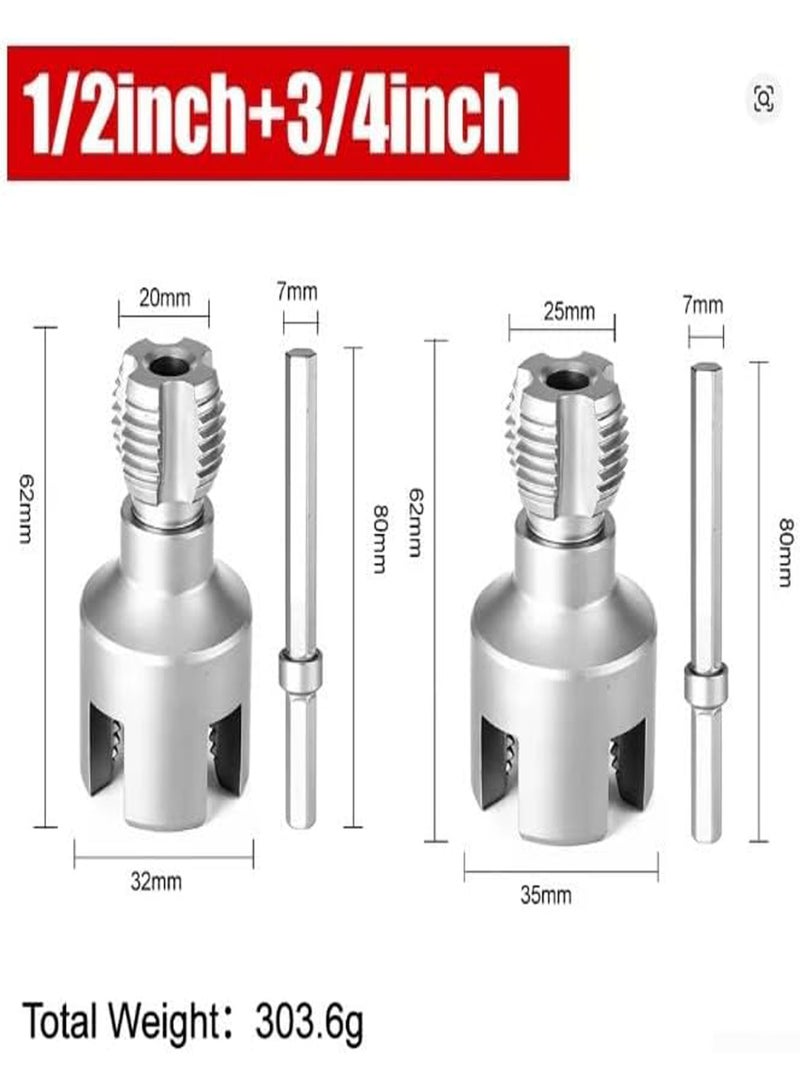 Water Pipe Threading Kit, Professional Plumbing Tool, 20mm+25mm Internal External Thread Cutting Tool for PPR PVC Pipes 1/2 Inch 3/4 Inch Integrated Die - Image 3