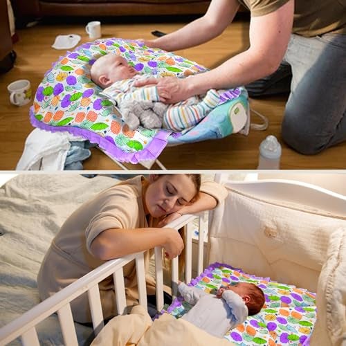 VParents Cotton Crib Sheet for New Born Baby, Soft Cotton Godadi Set for Baby, Godari Bedding Set of 2, Blue & Purple, Chunky - Image 3