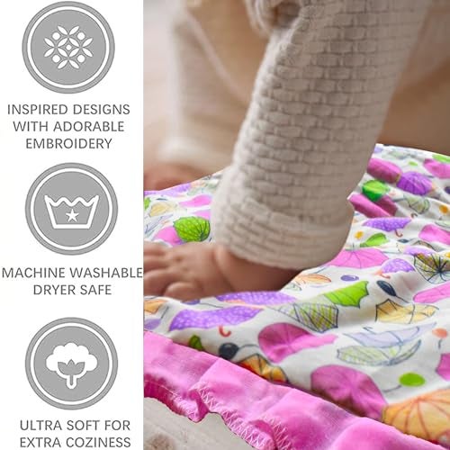VParents Cotton Crib Sheet for New Born Baby, Soft Cotton Godadi Set for Baby, Godari Bedding Set of 2, Blue & Purple, Chunky - Image 5