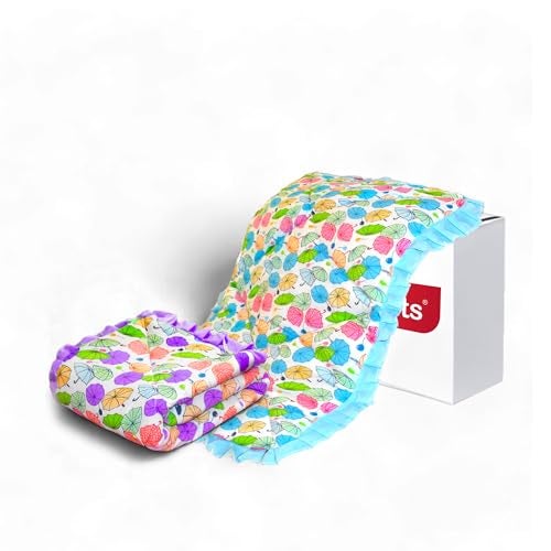 VParents Cotton Crib Sheet for New Born Baby, Soft Cotton Godadi Set for Baby, Godari Bedding Set of 2, Blue & Purple, Chunky - Image 1