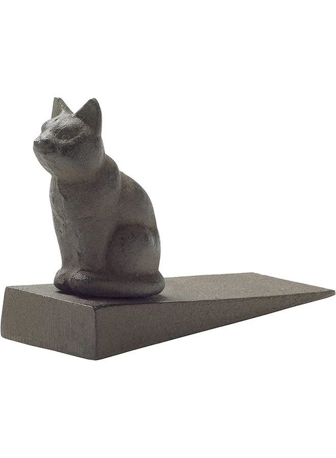 Comfify Vintage Cast Iron Cat Door Stop Wedge by Comfify | Lovely Decorative Finish, Padded Anti-Scratch Felt Bottom Protects Floors | Keep Your Doors Open| in Rust Brown - Image 1
