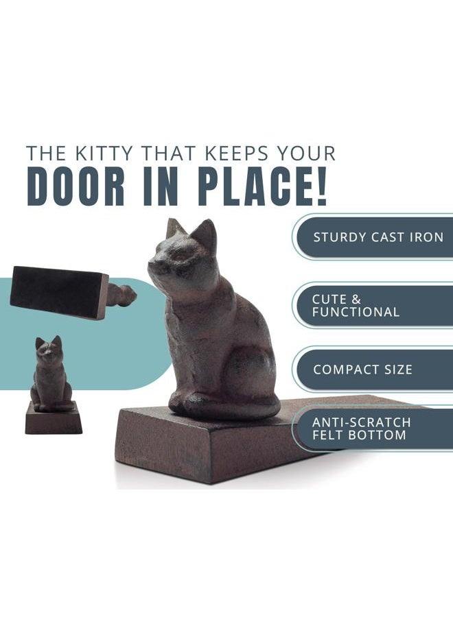 Comfify Vintage Cast Iron Cat Door Stop Wedge by Comfify | Lovely Decorative Finish, Padded Anti-Scratch Felt Bottom Protects Floors | Keep Your Doors Open| in Rust Brown - Image 2